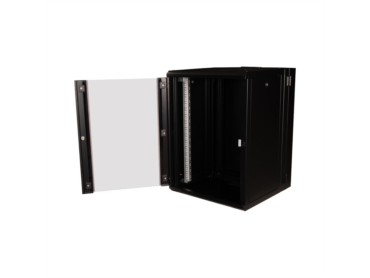 ROLINE 19-Zoll Wandgehäuse Pro 16 HE, 600x600 BxT zweiteilig schwenkbar schwarz