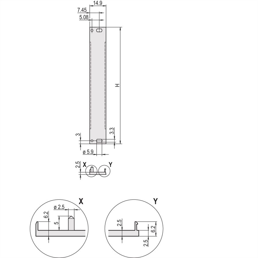 SCHROFF Frontplatten, U-Profil, schirmbar - TEILFRONTPLATTE 3HE 3TE