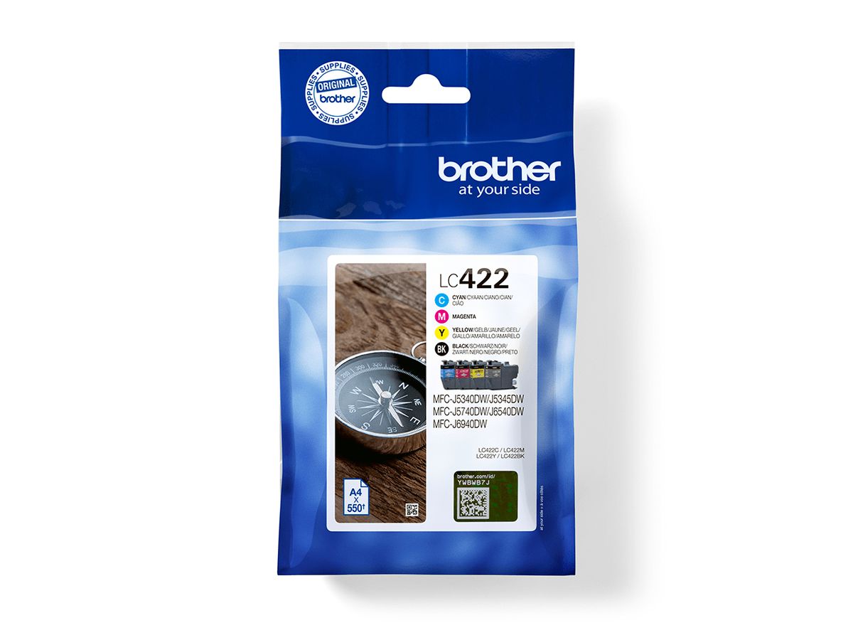Brother LC422VAL Druckerpatrone 4 Stück(e) Original Schwarz, Cyan, Magenta, Gelb