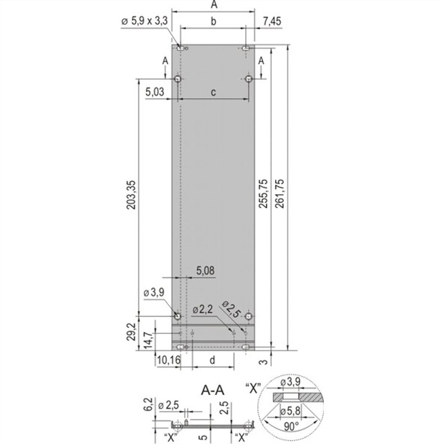 SCHROFF Frontplatte für Kassetten, Schirmbar mit EMV-Textildichtung - KAS FPL EMV TEXTIL 6HE 8TE