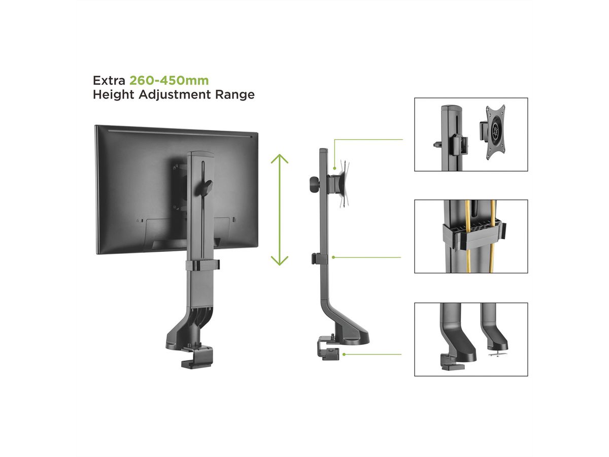 VALUE LCD-Monitorhalterung, geringer Platzbedarf, 17-32 Zoll, bis 8 kg