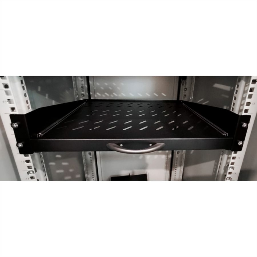 VALUE 19-Zoll-Fachboden ausziehbar, 2 HE, 404 x 350 mm, 30 kg Traglast