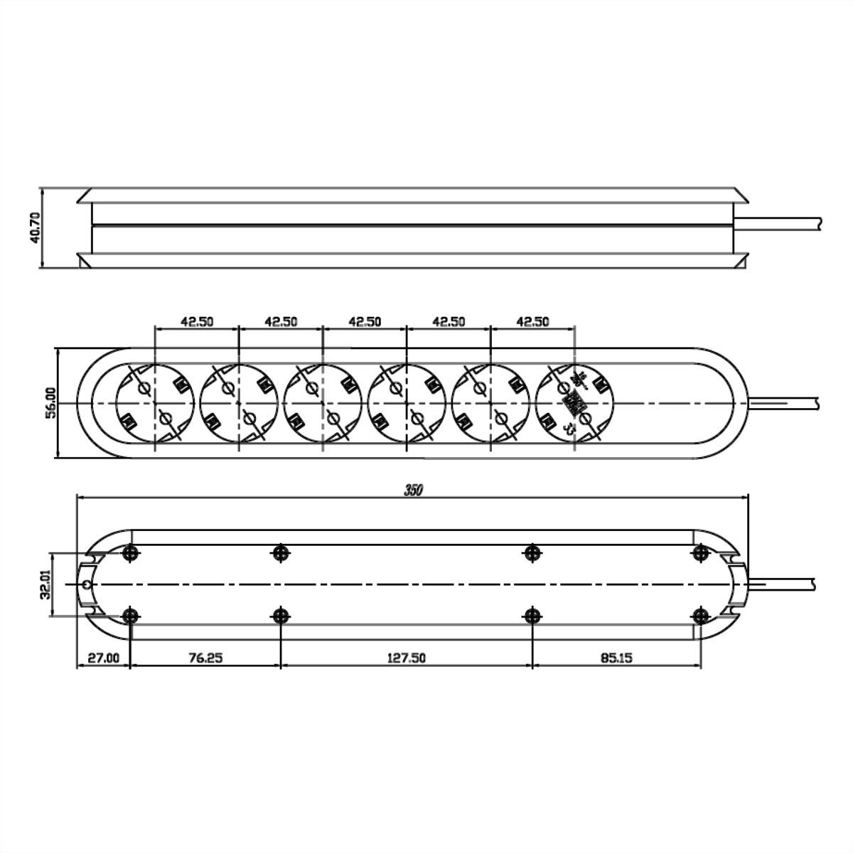 BACHMANN SMART Steckdosenleiste 6xCEE7/3 weiß, ohne Zuleitung