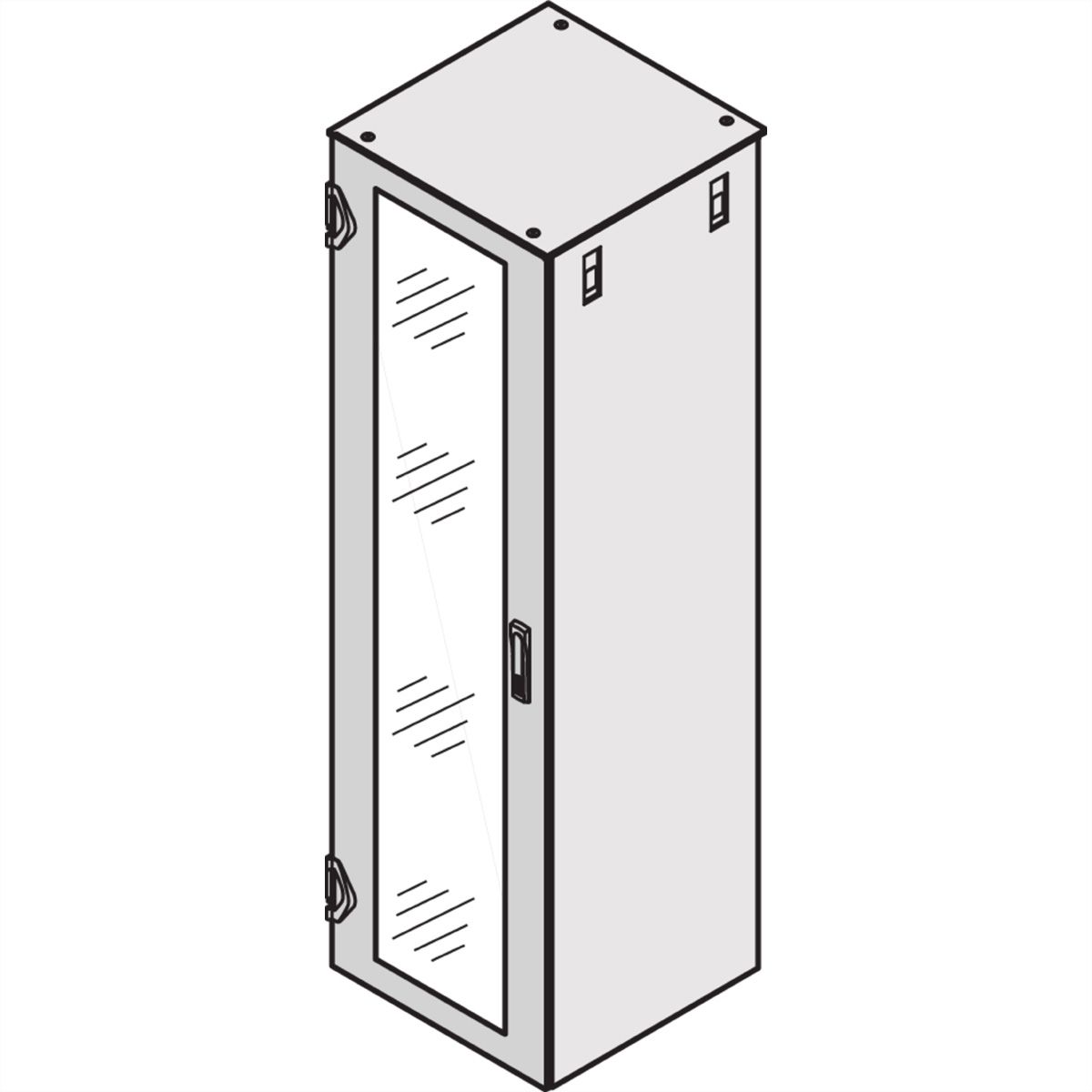 SCHROFF Glastür IP 20, 1-Punkt-Verriegelung - TUER 1200H 600B GLAS RAL7035