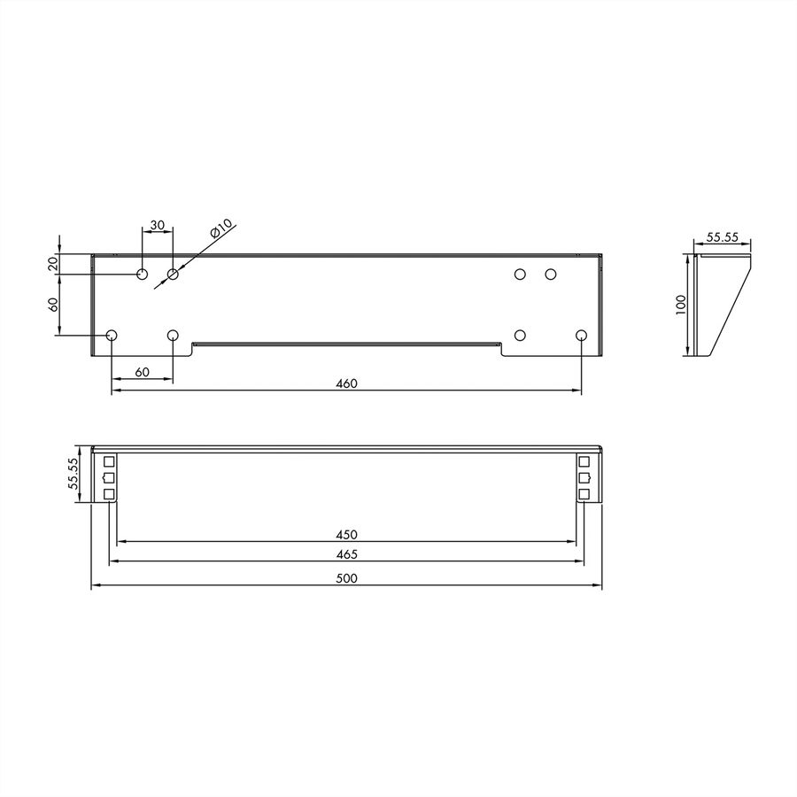 VALUE 19-Zoll-Wand-/Untertischhalterung, 1 HE, schwarz