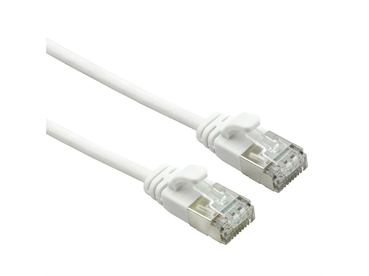 ROLINE U/FTP DataCenter Kabel Kat.7, LSOH, mit RJ45 Steckern (500 MHz / Class EA), slim, weiß, 0,5 m