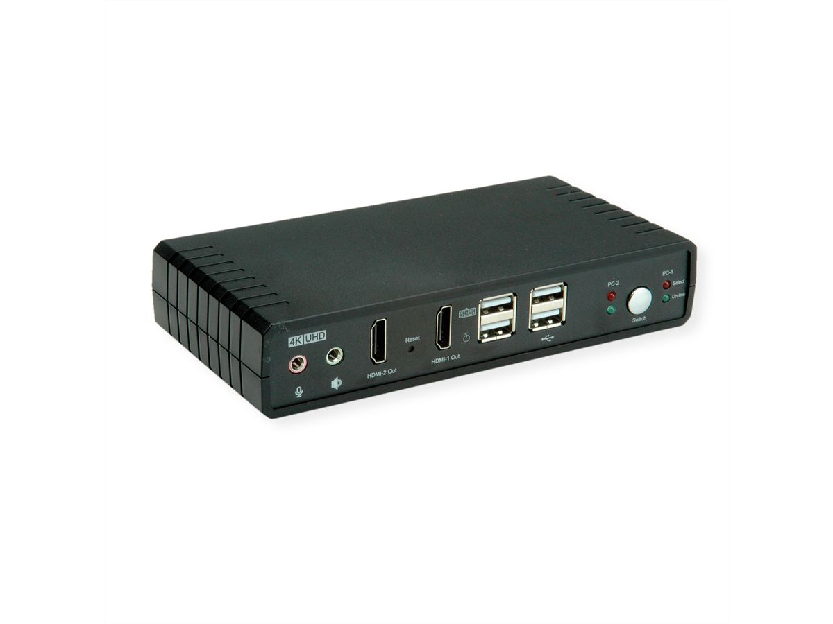 ROLINE KVM-Audio-Switch Dual Head HDMI 4K60, 1 User - 2 PC