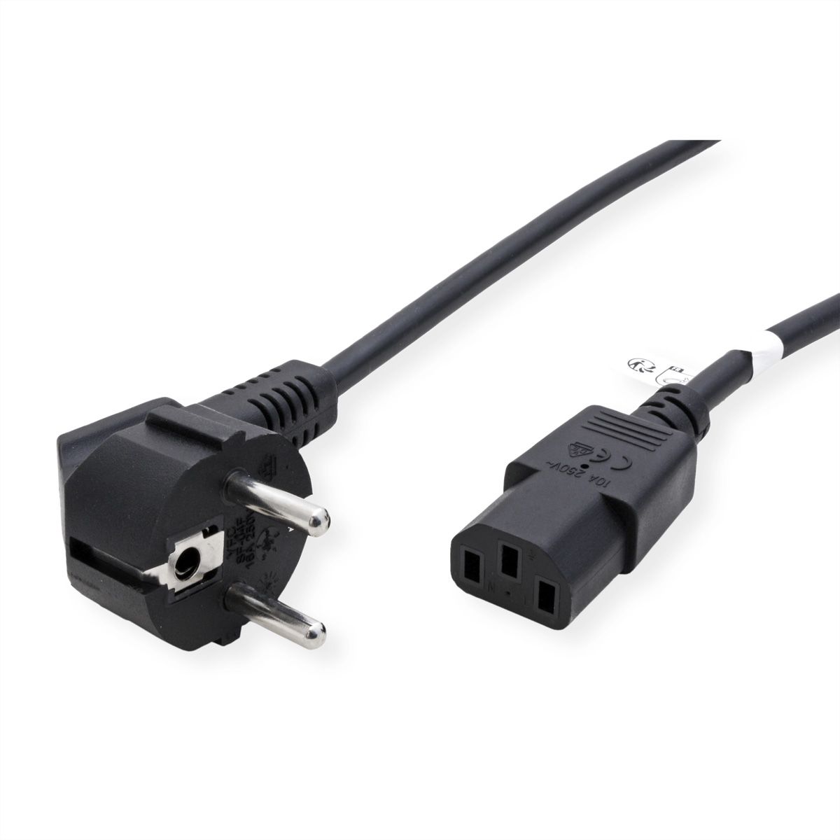 ROLINE GREEN Netzkabel, gerade IEC-Buchse, schwarz, 1,8 m