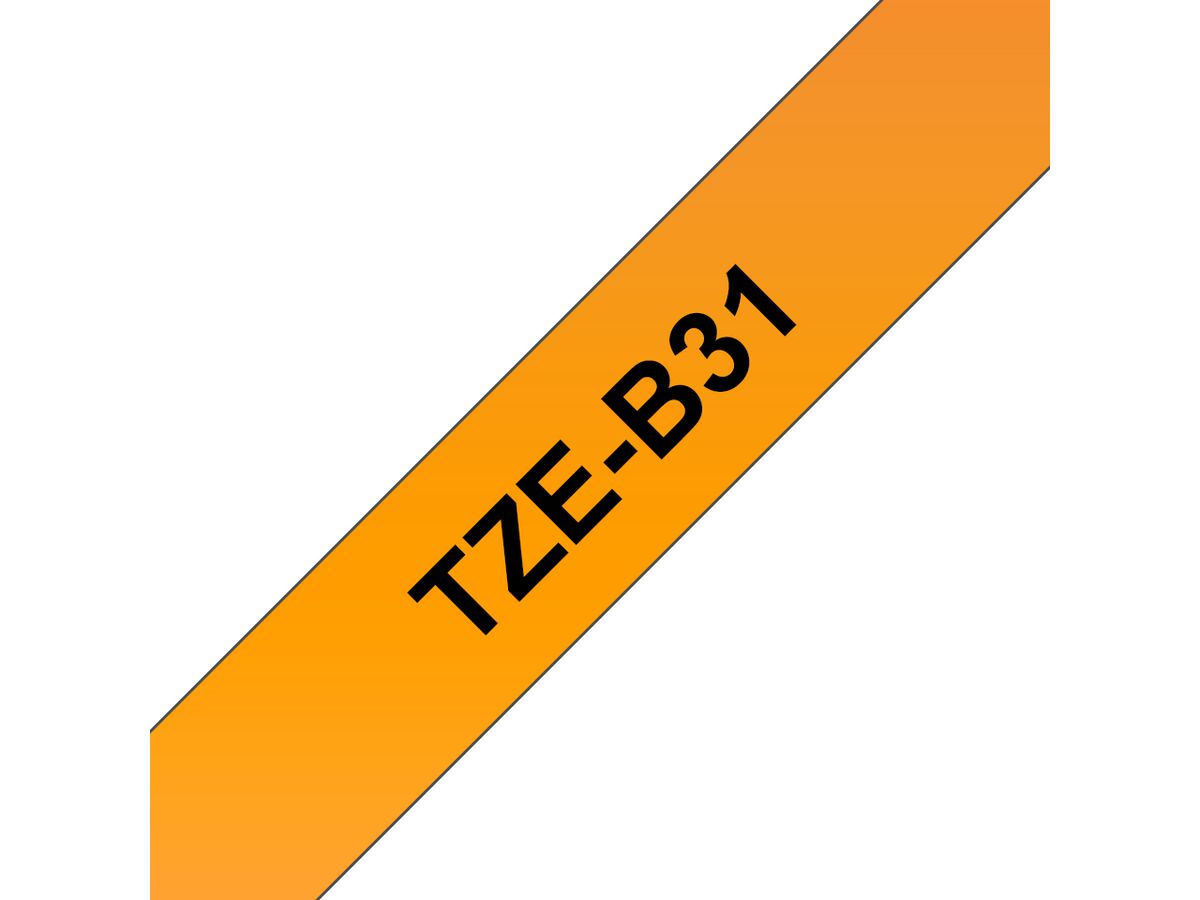 Brother TZE-B31 Etiketten erstellendes Band Schwarz auf leuchtend Orange
