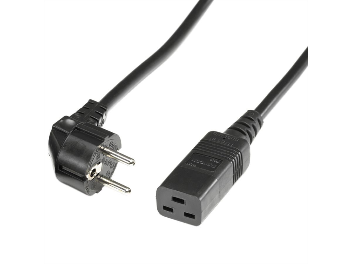 BACHMANN Netzkabel Schutzkontakt - IEC320-C19 16A/250V, schwarz, 3 m