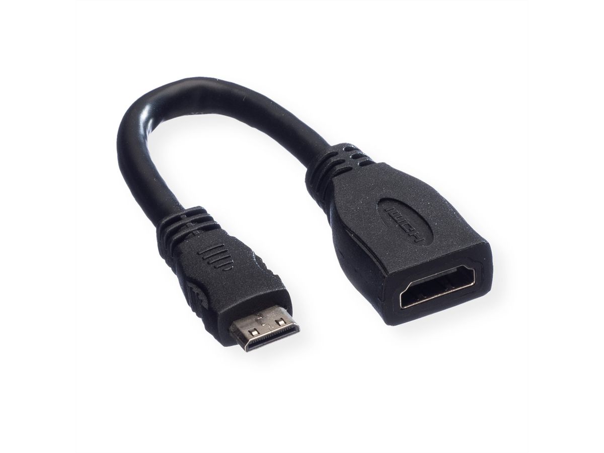 VALUE HDMI High Speed Kabel mit Ethernet, HDMI BU - Mini HDMI ST, 0,15 m