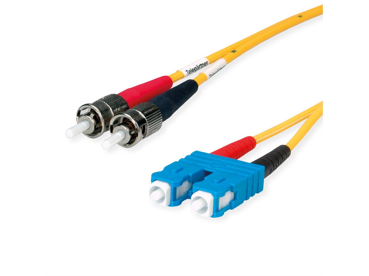 TELEGÄRTNER Duplex-Adapterkabel 9/125 OS2, 2x ST Stecker, 1x SC Duplex Stecker, gelb, 3 m