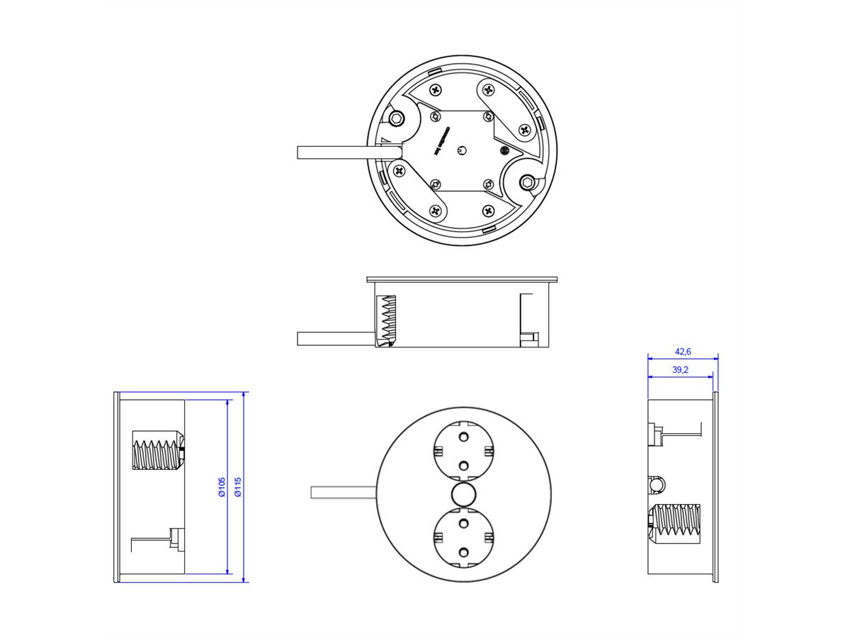 BACHMANN TWIST 2x Schutzkontakt, Aderendhülsen, Schutzkontaktmontagestecker, chrom, 2 m