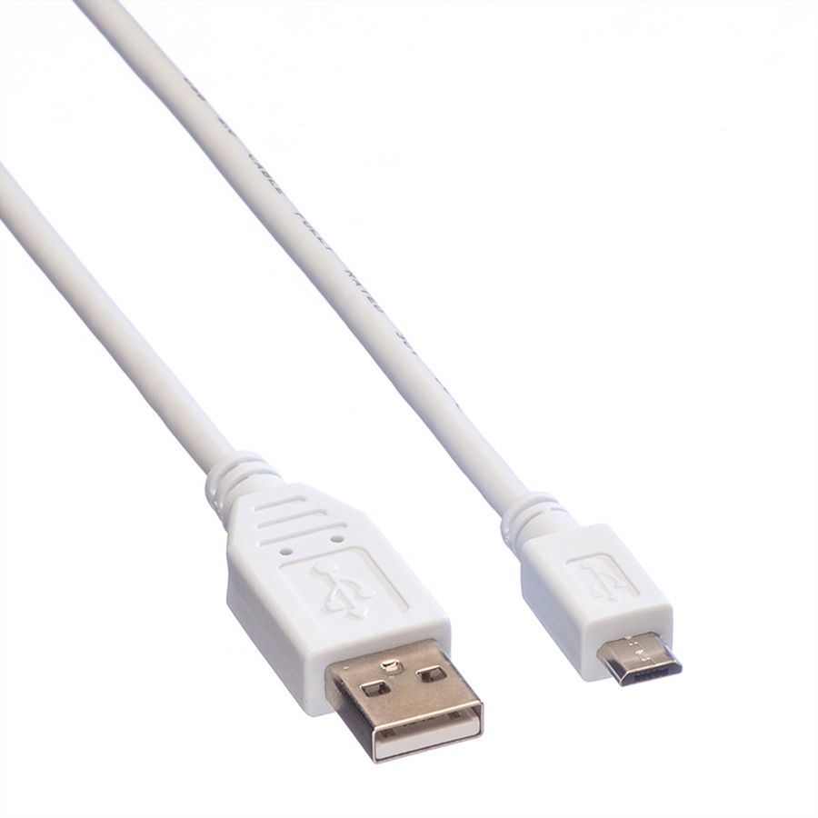 VALUE USB 2.0 Kabel, USB A ST - Micro USB B ST, weiß, 0,15 m