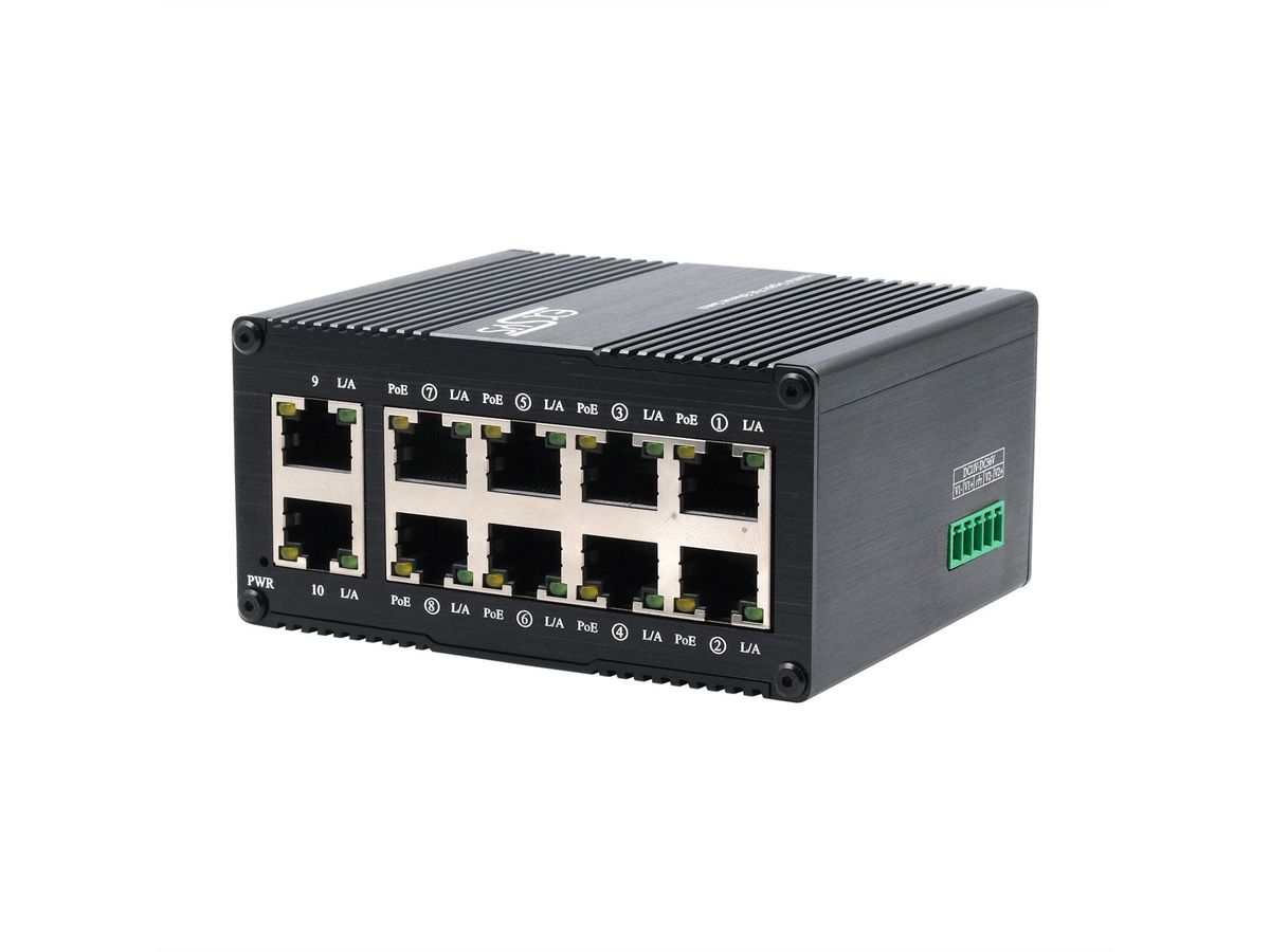 EXSYS EX-62026PoE 10-Port Industrie-Ethernet-PoE-Switch,  8 x PoE + 2-Port 10/100/1000Tx