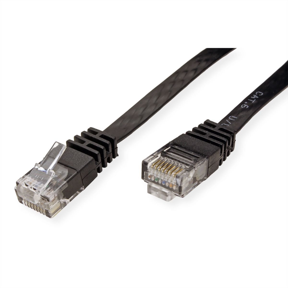 VALUE Patchkabel Cat.6 (Class E) UTP, extra-flach, schwarz, 0,5 m