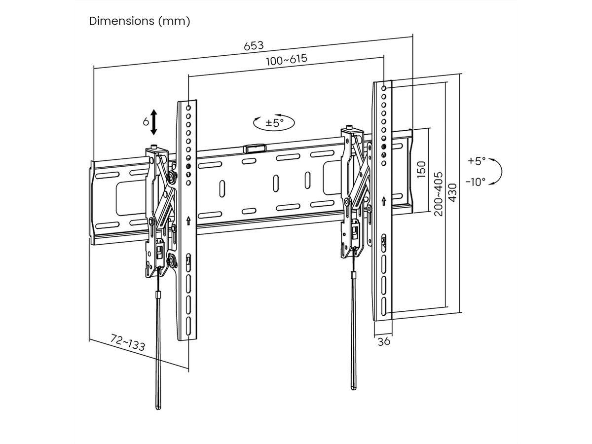 VALUE TV-Wandhalterung, neigbar, 37-80 Zoll, bis 75 kg