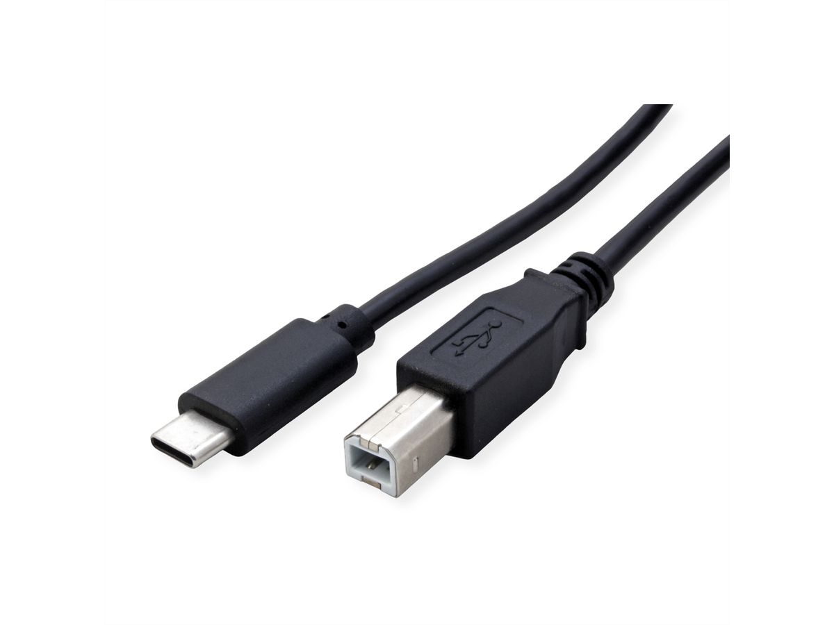 ROLINE USB 2.0 Typ C Kabel, C - B, ST/ST, schwarz, 1,8 m