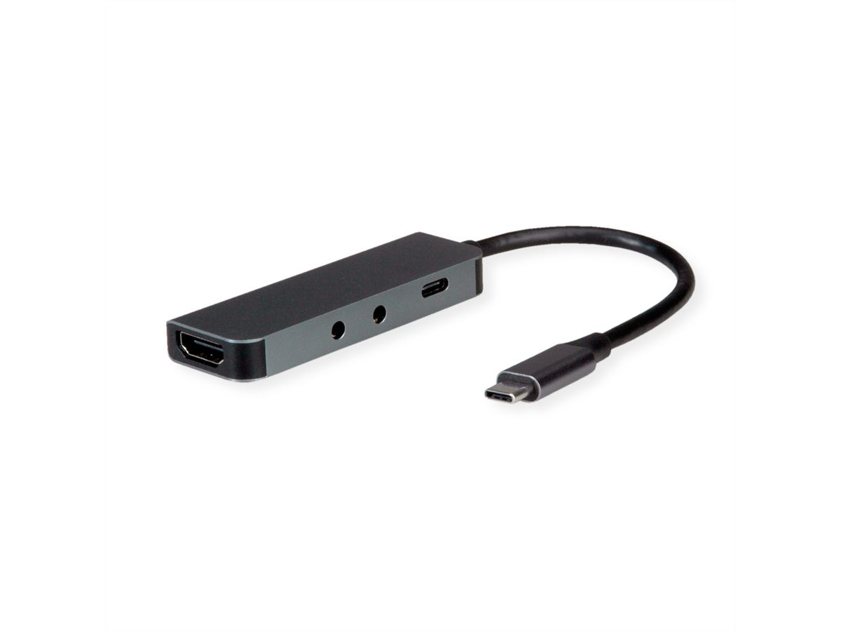 ROLINE Dockingstation Typ C, 4K HDMI, 2x 3,5mm Audio (TRRS + TRS)