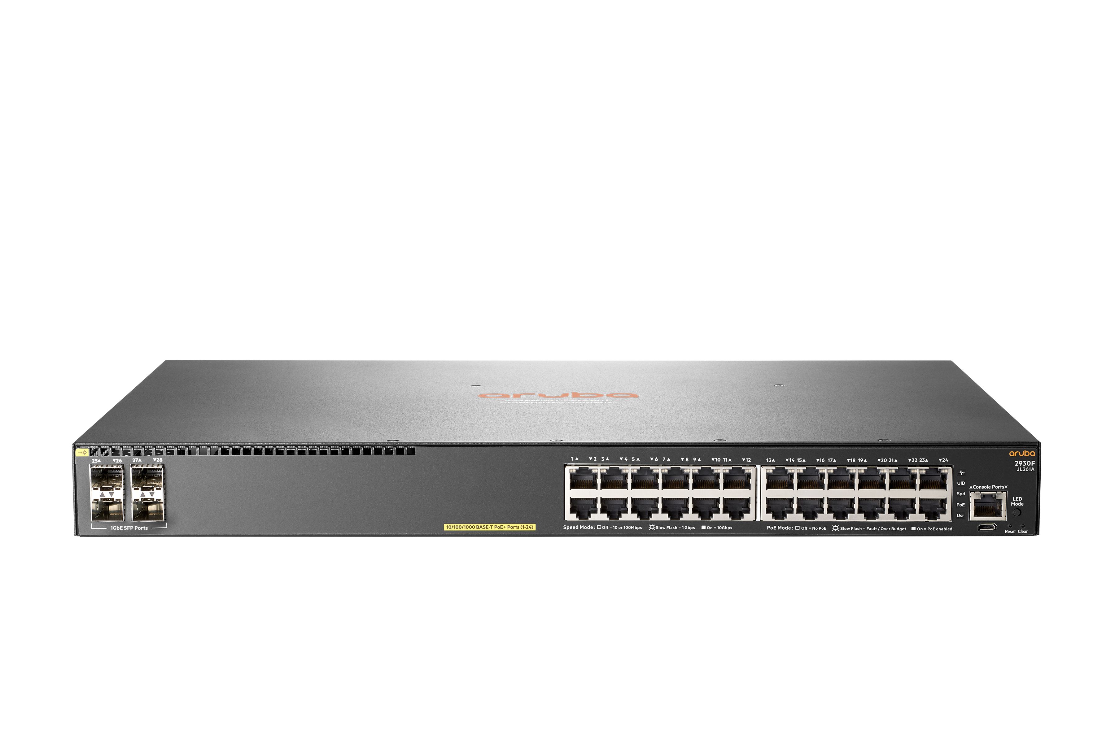 Hewlett Packard Enterprise Aruba 2930F 24G PoE+ 4SFP Managed L3 Gigabit Ethernet (10/100/1000) Grau 1U Power over Ethernet (PoE)