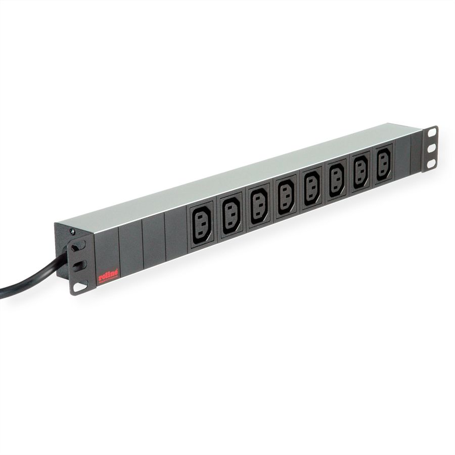 ROLINE 19-Zoll-Steckdosenleiste 8fach C13, Schutzkontakt-Stecker, silberfarben, 2 m