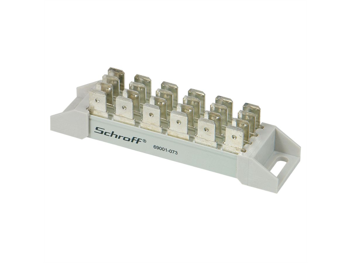 SCHROFF Stromschiene, 4-polig für Flachstecker 6,3 x 0,8 mm - ANSCHLUSSVERVIELFACHER 4X6P.