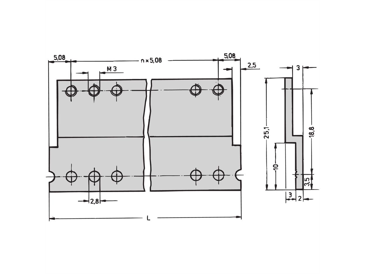 SCHROFF Z-Schiene für Steckverbinder nach DIN 41617, 31-polig (DIN 41617) - Z-SCHIENE 39TE F.DIN41617