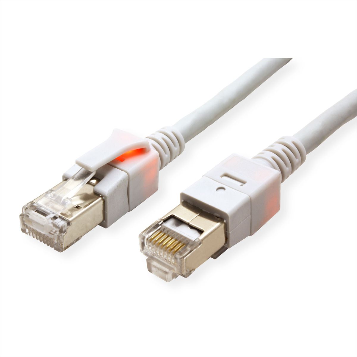 EasyLan DualBoot LED Patchkabel RJ45 S/FTP Cat.6 (Class E), mit saCon Stecker, LSOH, grau, 10 m