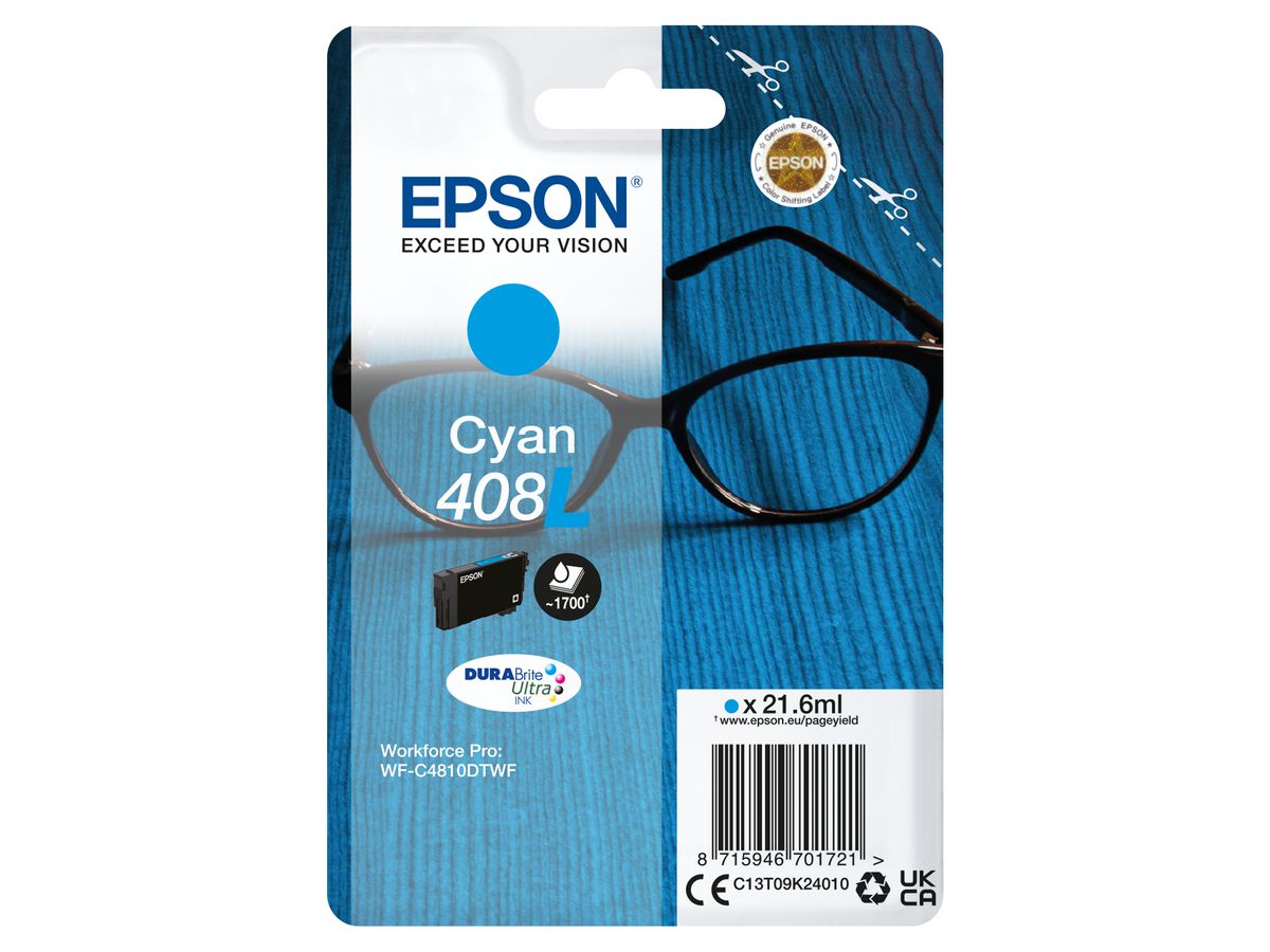 Epson Singlepack Cyan 408L DURABrite Ultra Ink