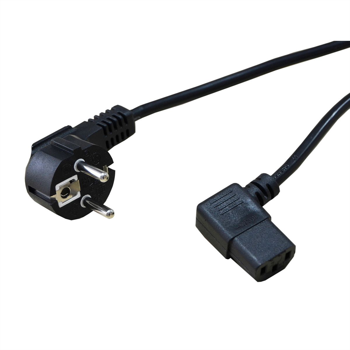 STANDARD Netzkabel, abgewinkelte IEC-Buchse, schwarz, 1,8 m