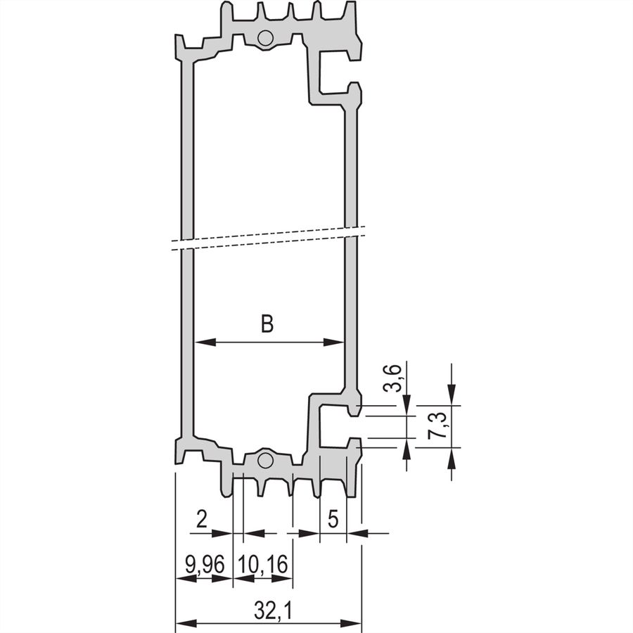SCHROFF HF-Tubus - HF-TUBUS 3HE 7TE 1 METER