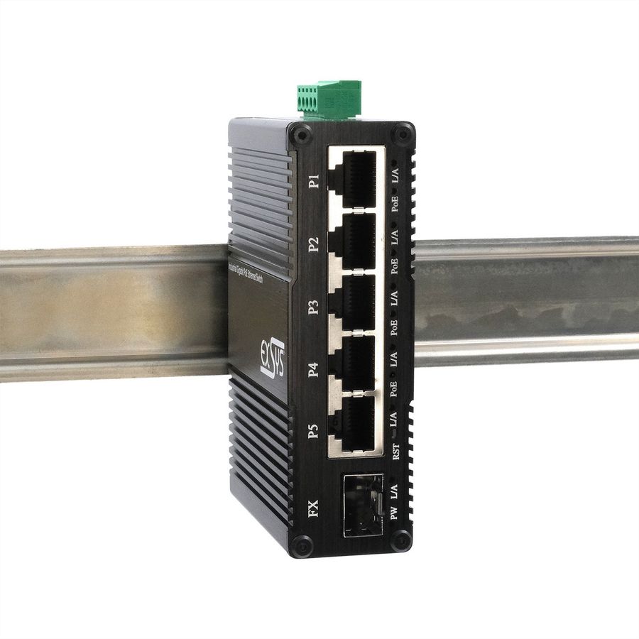 EXSYS EX-62030MPoE-SFP-5+1 Port Industrial Gigabit SFP PoE+ Mini Switch, Web Managed