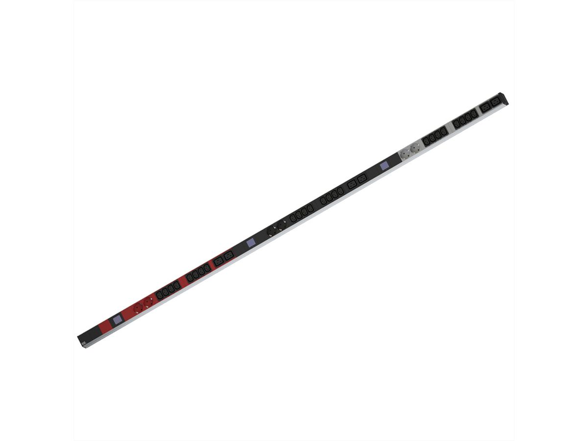 BACHMANN BN0500 19" PDU 1HE 24xC13 6xC19, 6x Schutzkontakt, Leistungsmessung, Anschluss CEE 3x 16A,rot