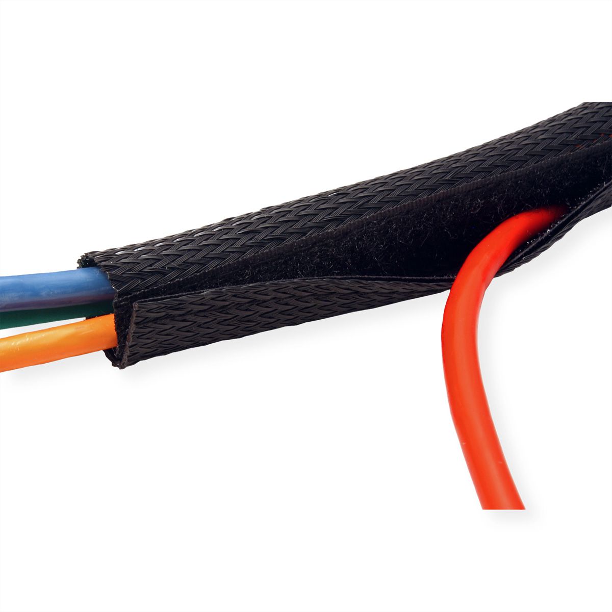 ROLINE PVC Gewebeschlauch für Kabelbündelung, mit Klettband, schwarz, 2,5 m