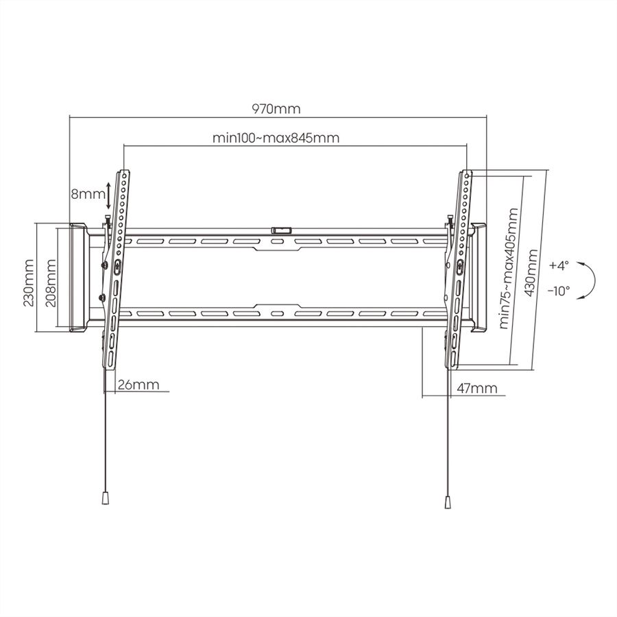 VALUE TV-Wandhalterung, neigbar, 43-90 Zoll, bis 75 kg