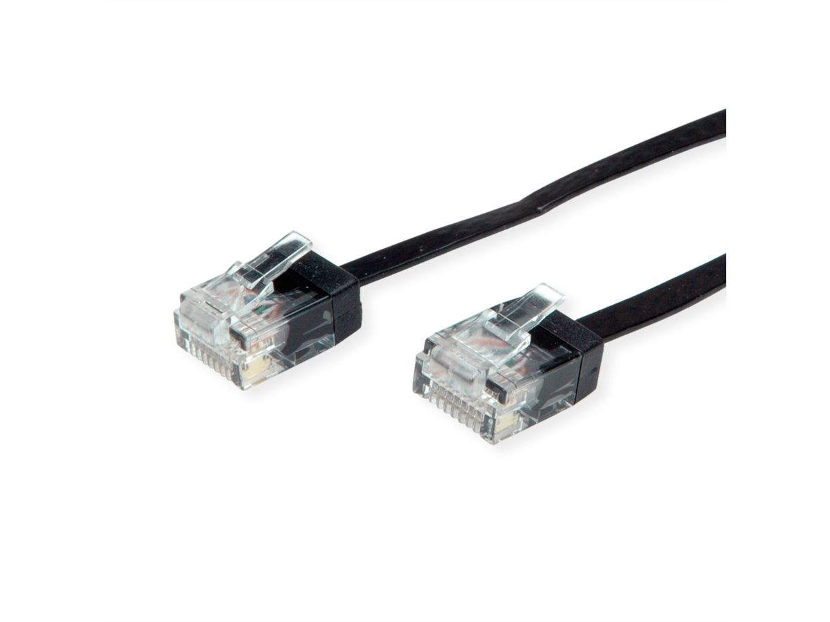 ROLINE UTP Patchkabel Kat.6A (Class EA), extra-flach, schwarz, 0,5 m