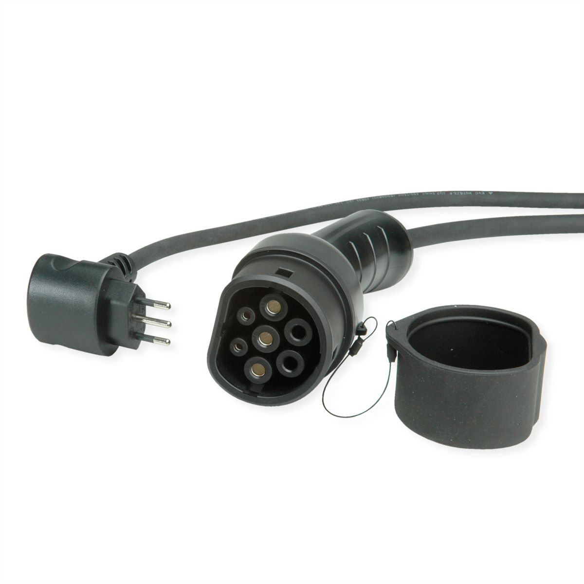 ROLINE Tragbares E-Auto Ladegerät, CEI23-50 (IT, Typ-L) & Typ2 Stecker, 1-phasig, Mode 2, 16 A, 3,6 kW, 3 m