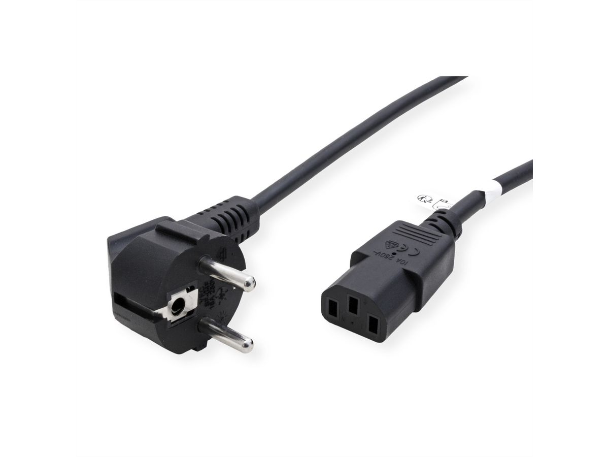 ROLINE GREEN Netzkabel, gerade IEC-Buchse, schwarz, 3 m