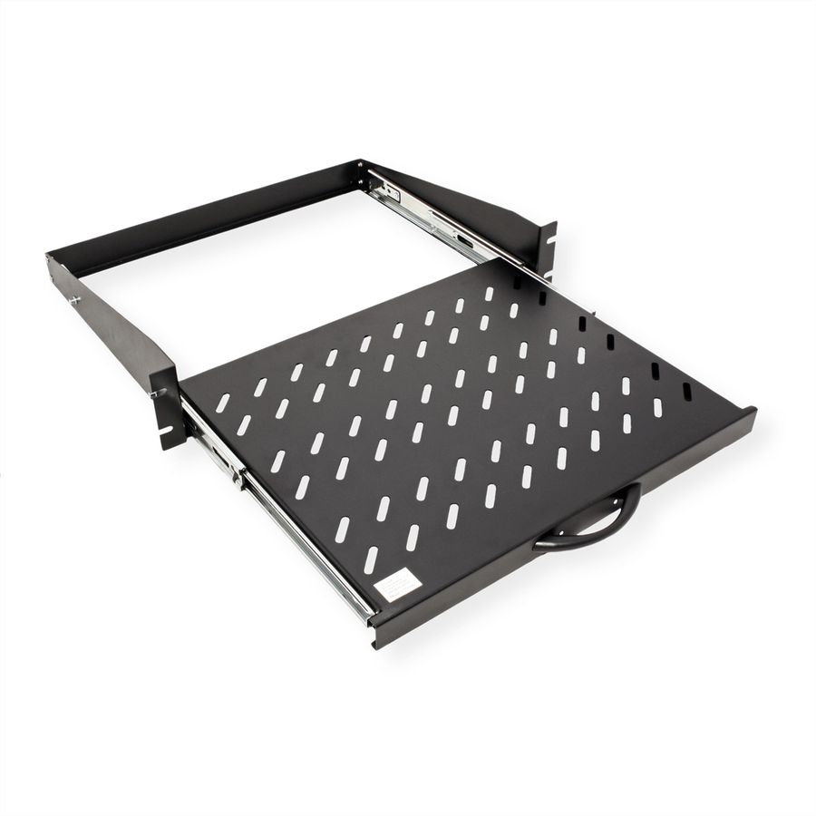 VALUE 19-Zoll-Fachboden ausziehbar, 2 HE, 404 x 350 mm, 30 kg Traglast