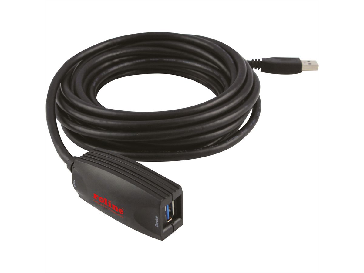 ROLINE USB 3.2 Gen 1 Aktives Repeater Kabel, schwarz, 5 m