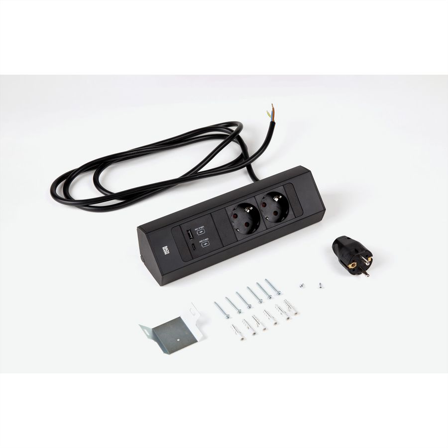 BACHMANN CASIA2 2xCEE7/3 1xUSB A/C 22W 2,0m AEH SW