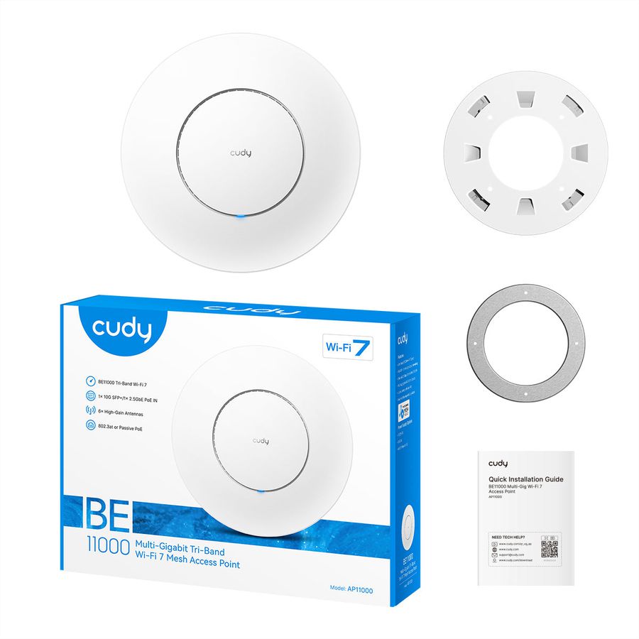 CUDY AP11000 BE11000 Wi-Fi7 Access Point Tri-Band 2.5G mit 10G SFP+
