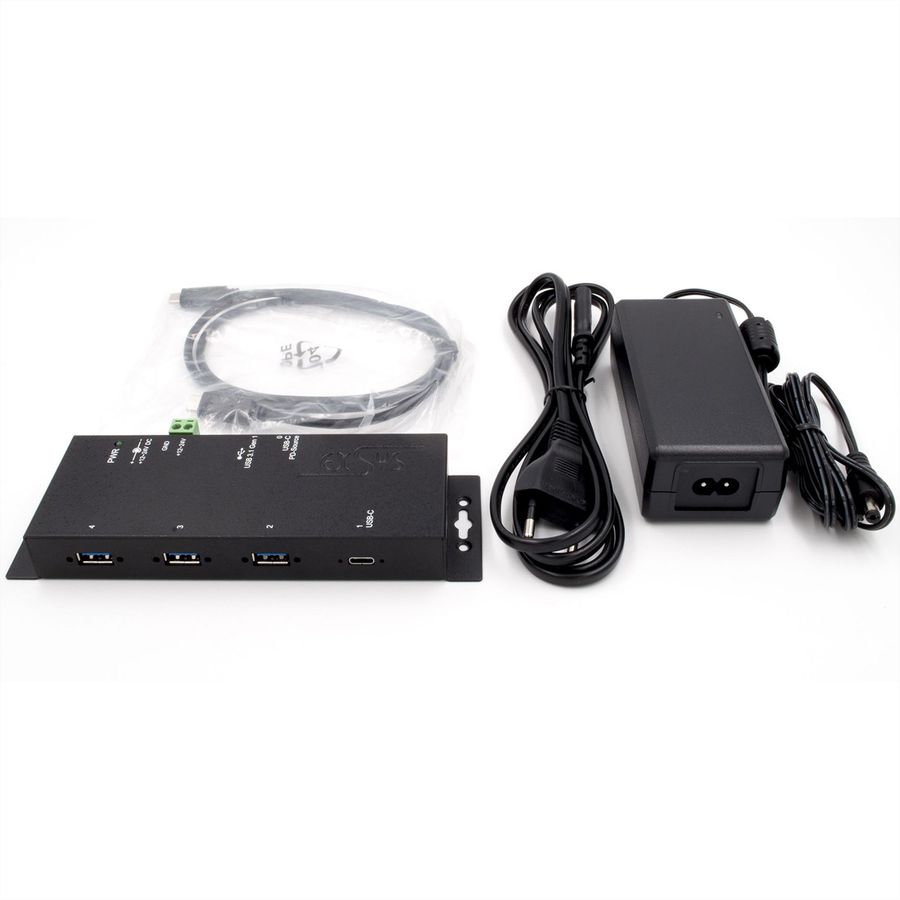 EXSYS EX-1191HMVS-PD 4-Port-USB-3.2 Gen 1 Metall HUB, mit USB-PD Aufladung
