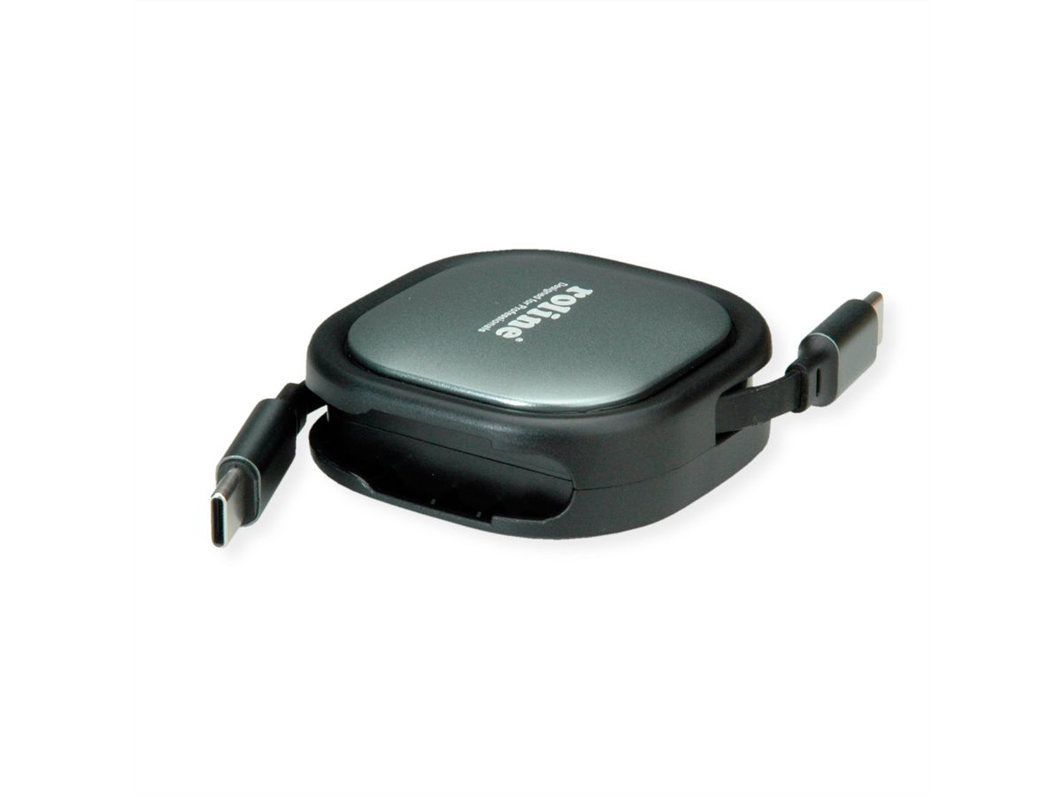 ROLINE USB 2.0 Aufrollbares Kabel, C-C ST/ST, schwarz, 1,2 m