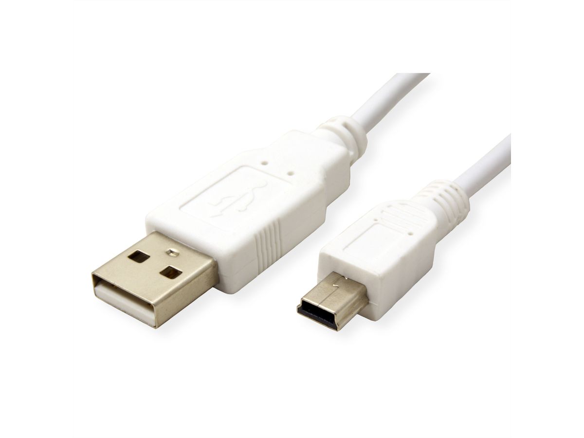 VALUE USB 2.0 Kabel, Typ A - 5-Pin Mini, weiß, 1,8 m