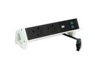 BACHMANN DESK2 2xUK 1xUSB A/C 22W, 0,2m GST18 RAL9010 United Kingdom