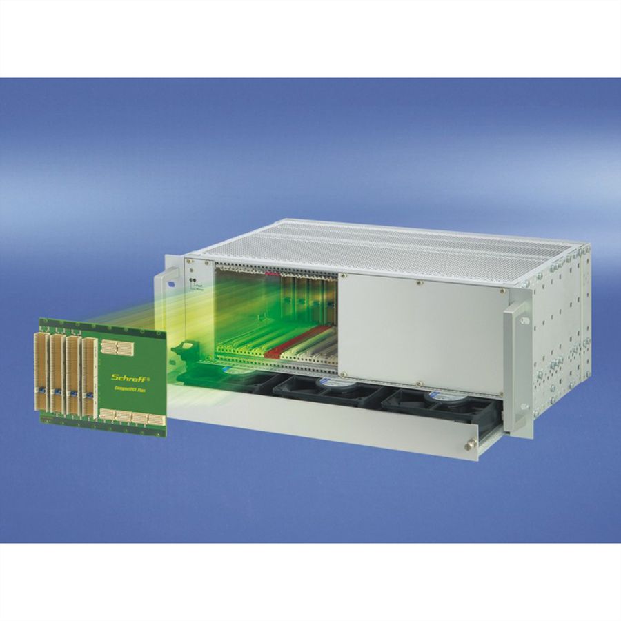 SCHROFF 4 HE, 8 Slot, mit Rear I/O, 19"-kompatibles Netzgerät - CPCI PLUSIO 4+4SL 4HE 19"PSU