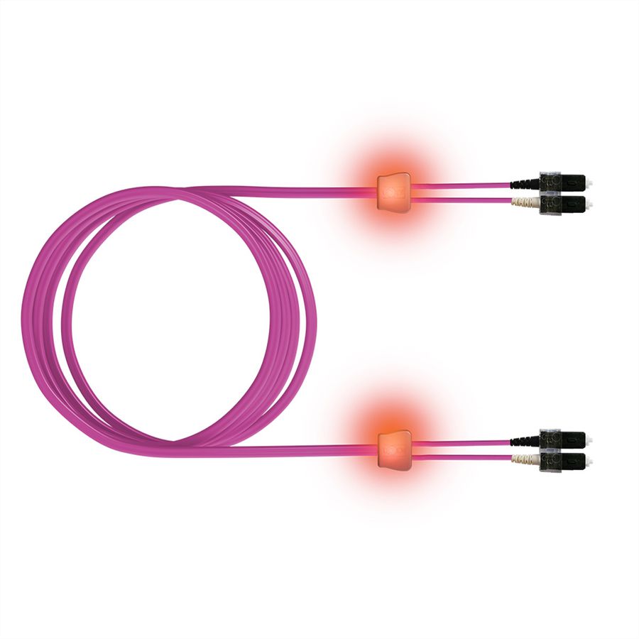 EasyLan LWL-LED-Patchkabel duplex 50/125µm OM4, SC/SC, violett, 1 m