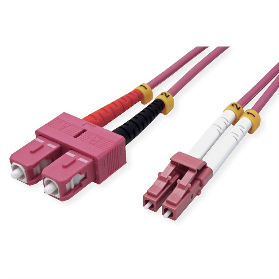 VALUE LWL-Kabel 50/125µm OM4, LC/SC, LSOH, violett, 3 m