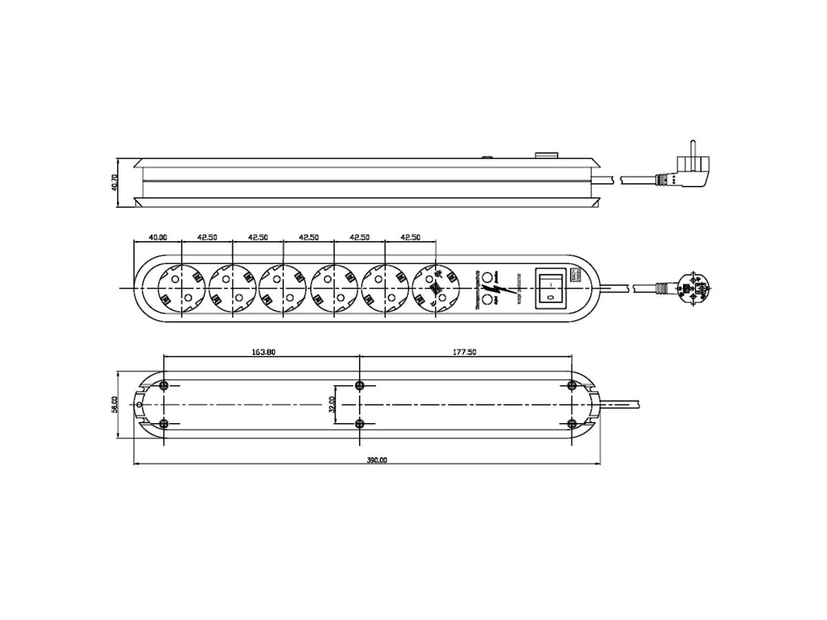 BACHMANN SMART Steckdosenleiste 6x Schutzkontakt, Schalter, Überspannungsschutz, weiß, 1,5 m